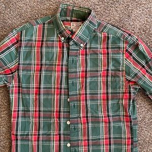 J. Crew Woven Men’s Long sleeve shirt, extra small, plaid, green and red